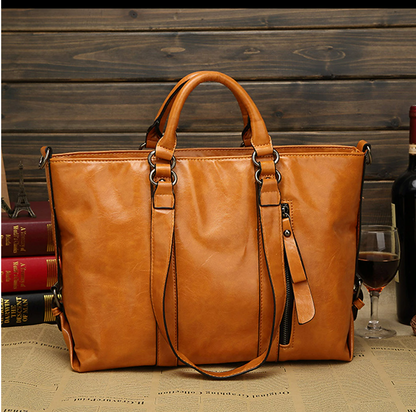 Women's Handbag Crossbody Bag Tote PU Leather Outdoor Office Shopping Zipper Large Capacity Solid Color Orange