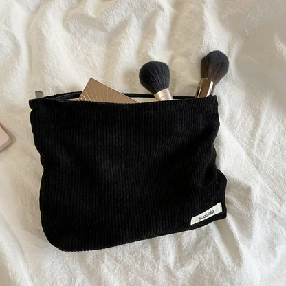 Corduroy Travel Makeup Bag Large Capacity Travel Wash Bag Cosmetic Bag Portable Makeup Storage Bag Purses Women Zipper Make Up Organizer Storage Clutch