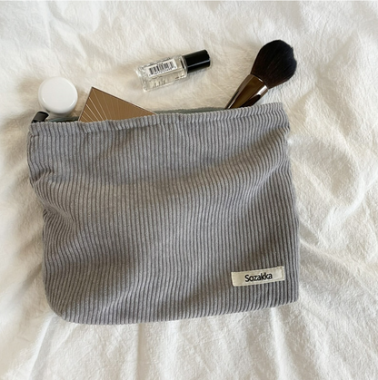 Corduroy Travel Makeup Bag Large Capacity Travel Wash Bag Cosmetic Bag Portable Makeup Storage Bag Purses Women Zipper Make Up Organizer Storage Clutch