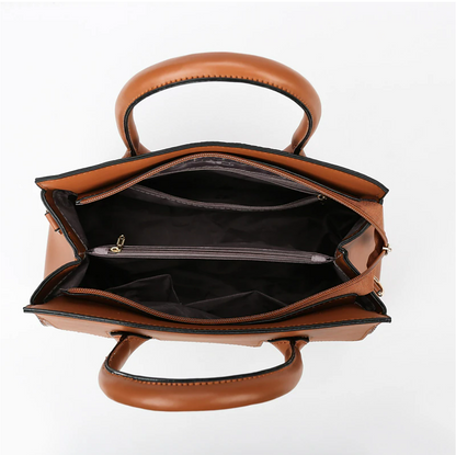 Women's Bag Set PU Leather Office Zipper Large Capacity Geometric Black Blue Brown