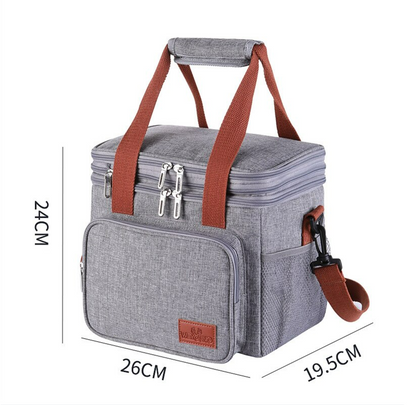 Lunch Box, 14L Insulated Lunch Bag, Expandable Double Deck Cooler Bag, Lightweight Leakproof Tote Bag With Side Tissue Pocket, Suit For Men and Women