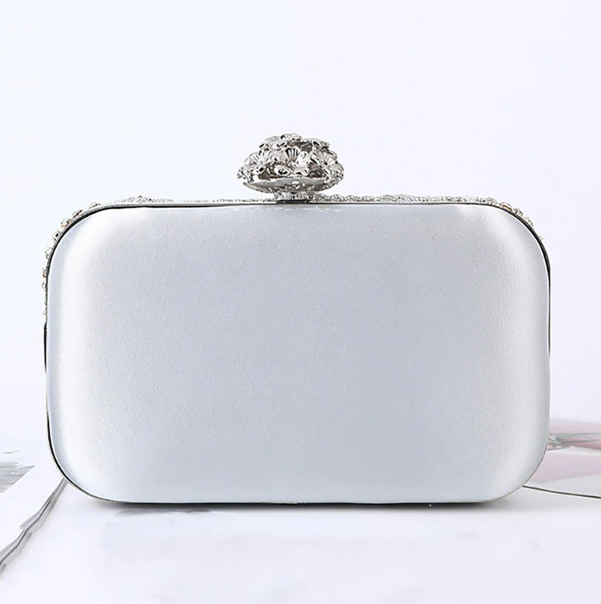 Women's Evening Bag Polyester Wedding Party Crystals Chain Solid Color Glitter Shine Vintage Silver Beige