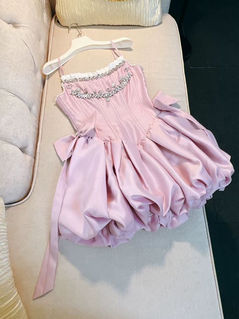 Luolandi Cute A line Spaghetti Straps Short Homecoming Dress With Bows Sweet Graduation Dress Lovely Birthday Party Dress