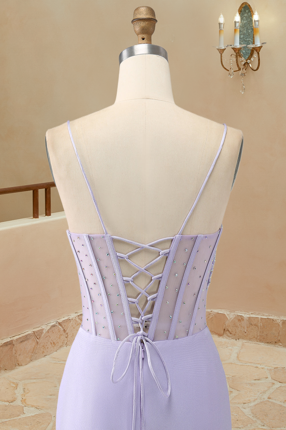 Luolandi Prom Dresses Mermaid Spaghetti Straps Sain With Beading Sexy Evening Dresses With Slit