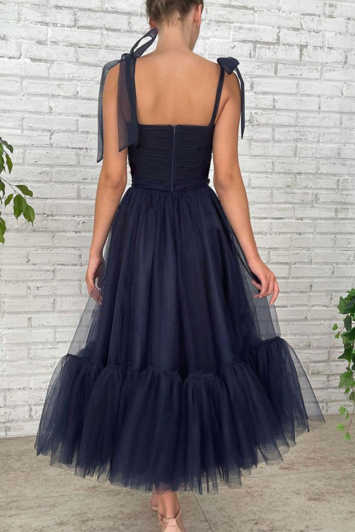 Luolandi Blue Tulle Short Prom Dresses Cute A-Line Homecoming Party Dresses Sexy