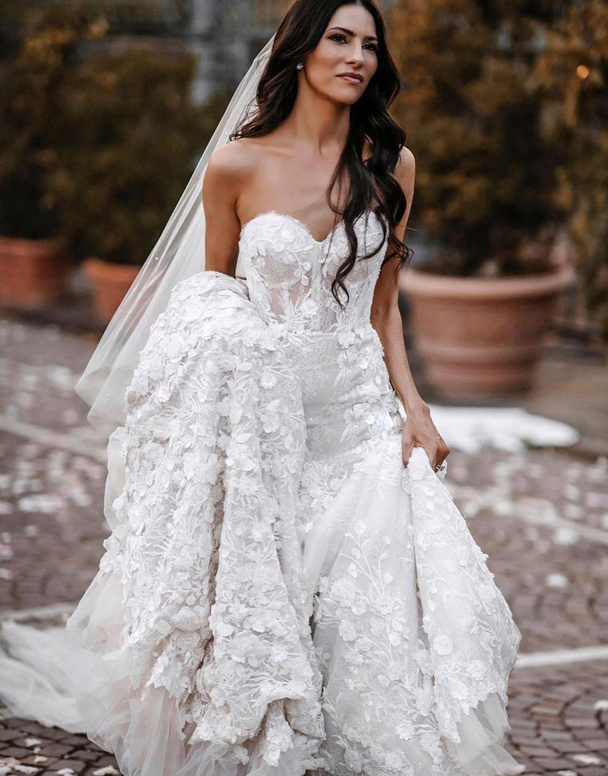 Luolandi Sweetheart Mermaid Backless Wedding Dress Off Shoulder Beautiful