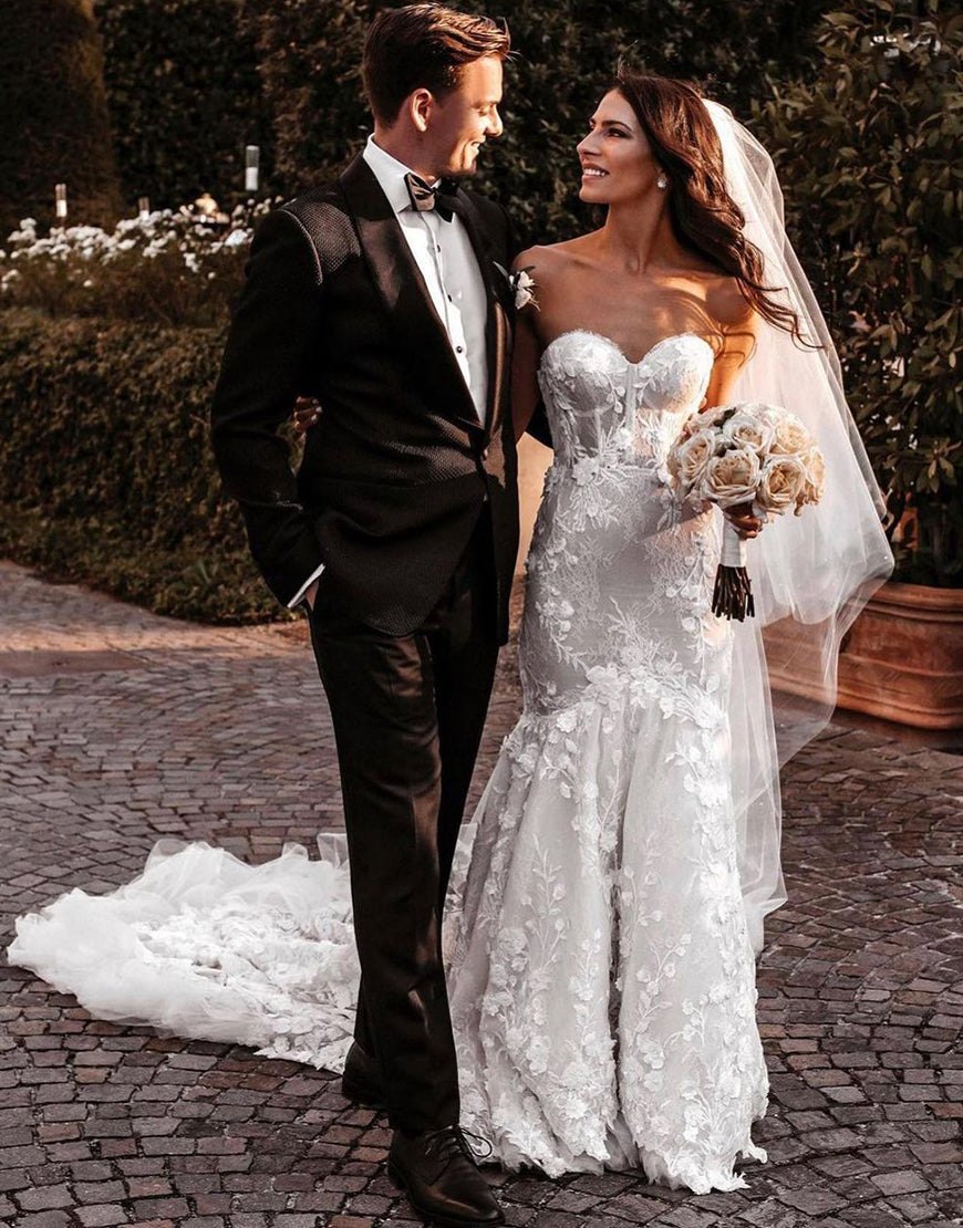 Luolandi Sweetheart Mermaid Backless Wedding Dress Off Shoulder Beautiful