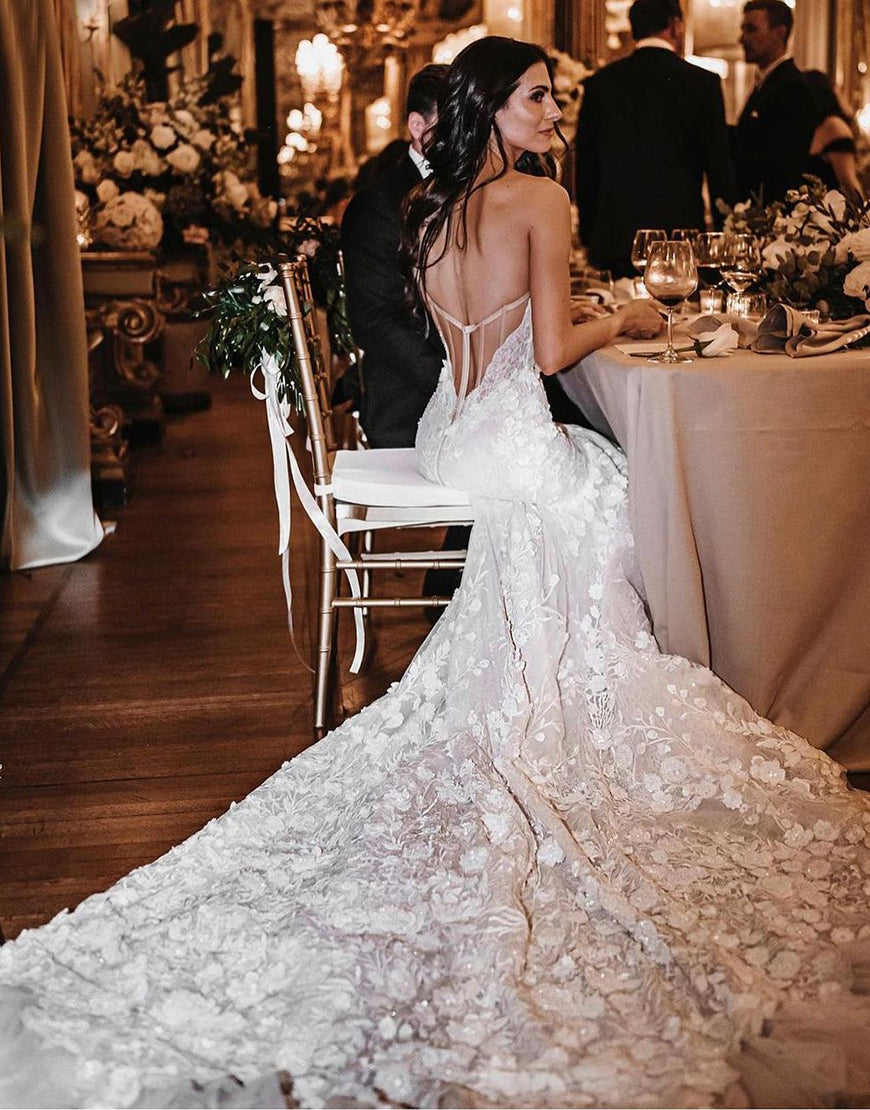 Luolandi Sweetheart Mermaid Backless Wedding Dress Off Shoulder Beautiful