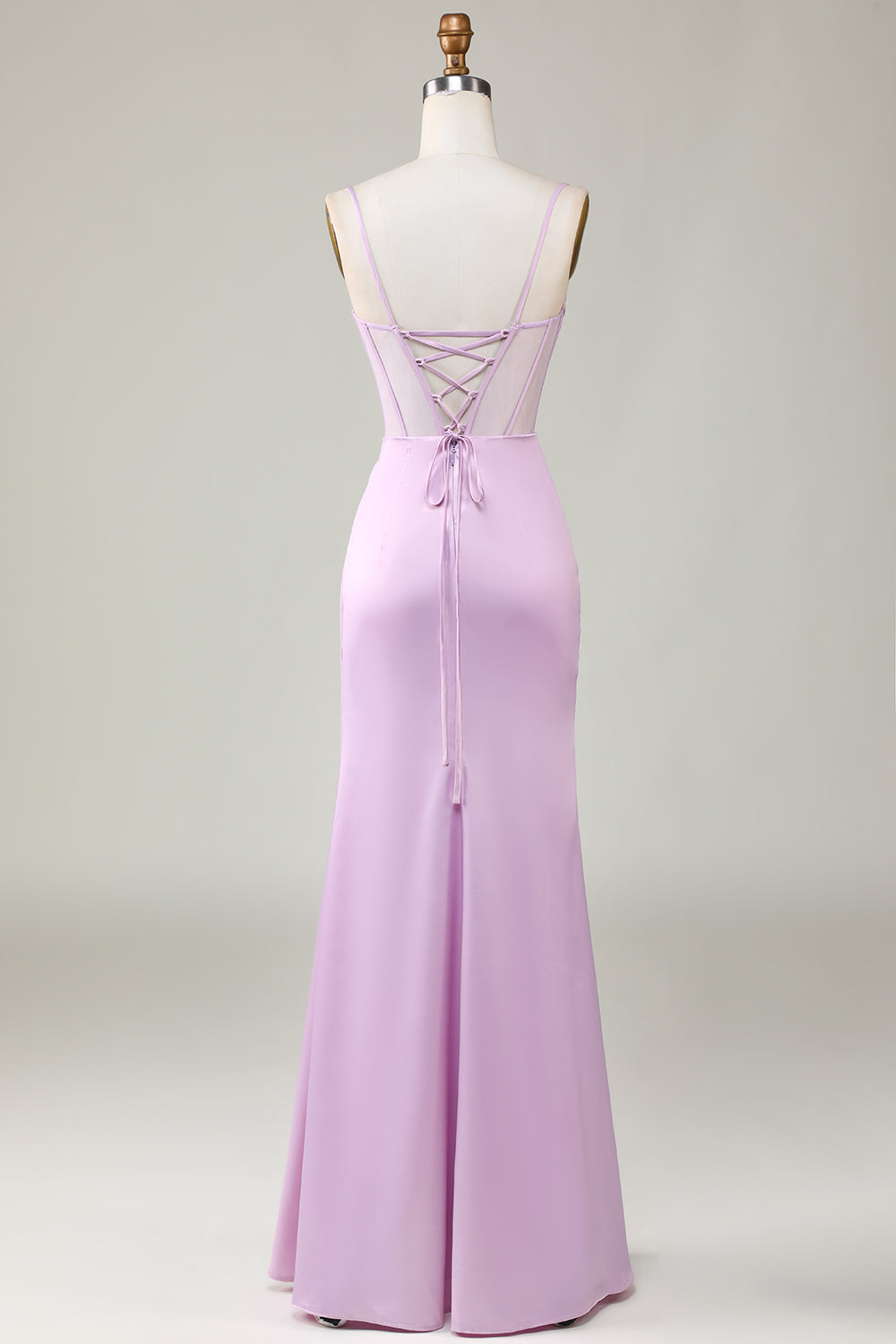 Luolandi Lilac Mermaid Spaghetti Straps Long Prom Dress with Slit Floor Length Sexy Party Dresses