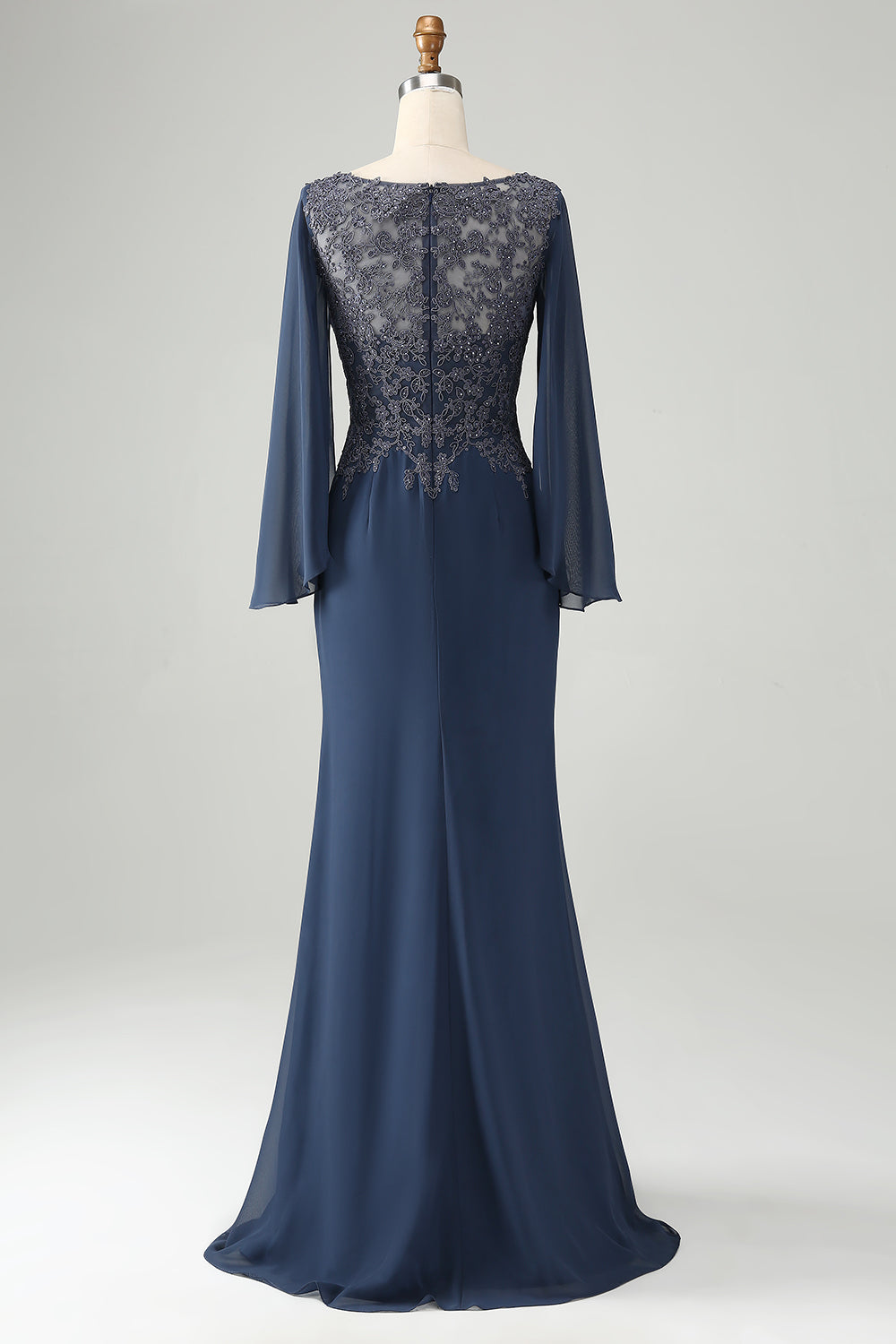 Luolandi Mermaid V Neck Beaded Mother of the Bride Dress With Short Sleeves Floor Length