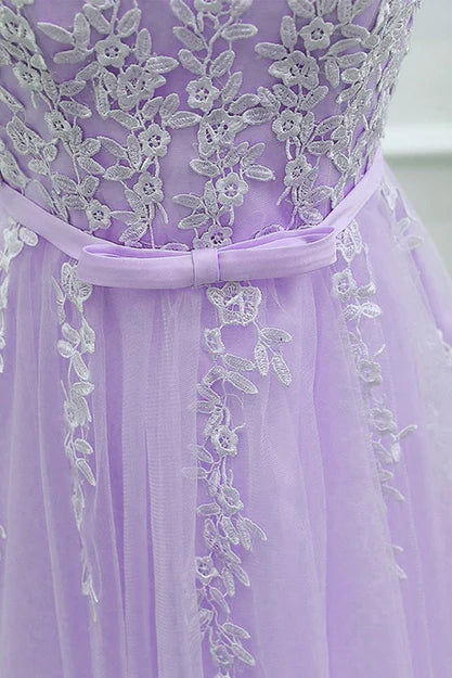 Luolandi Cute Round Neckline Homecoming Dress Short Lace Party Dress Sleeveless Light Purple