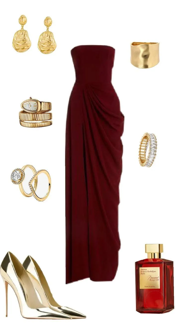 Luolandi Pretty Strapless Sleeveless Long Formal Prom Dress Elegant Party Evening Gowns