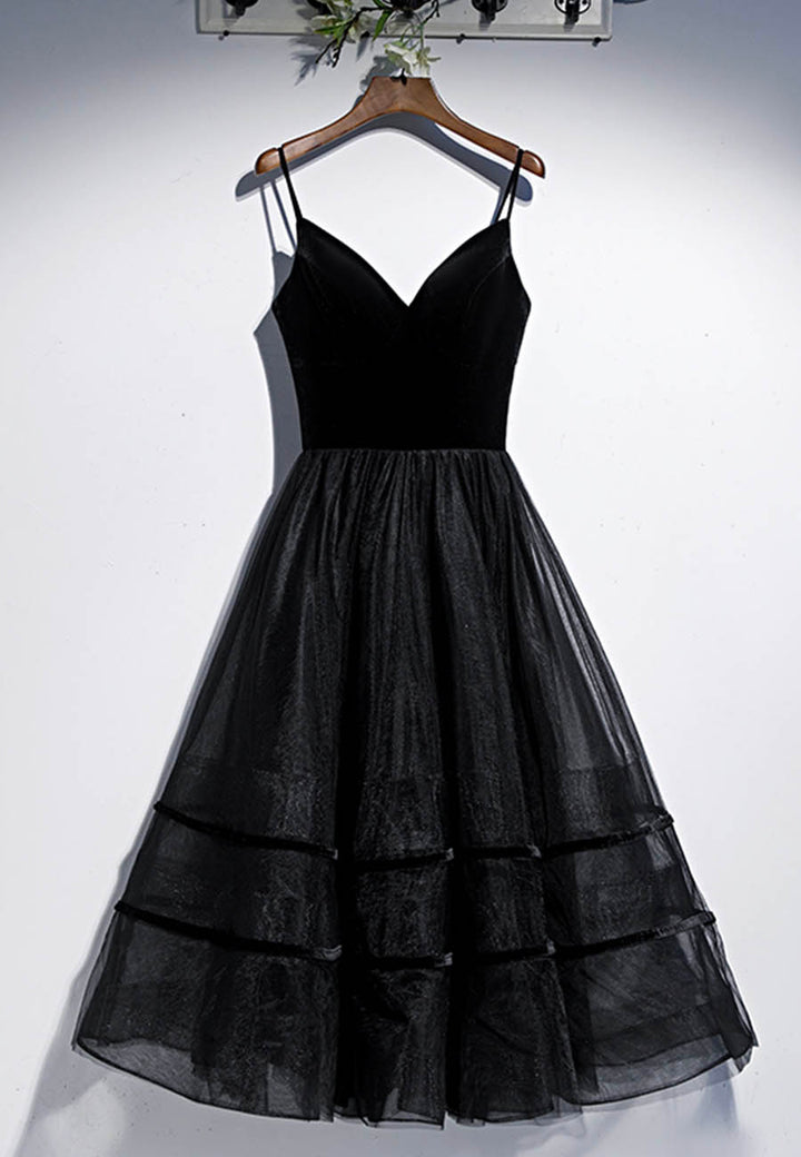 Luolandi Black Velvet Tulle Short Prom Dresses A-Line Party Dresses Homecoming Dresses