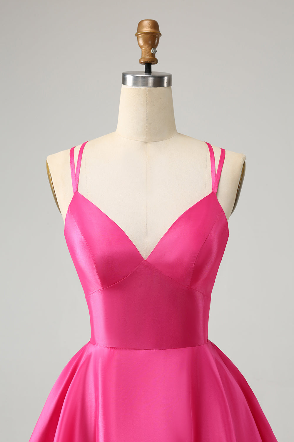 Luolandi Fuchsia A Line Spaghetti Straps Backless Short Homecoming Dress Sexy