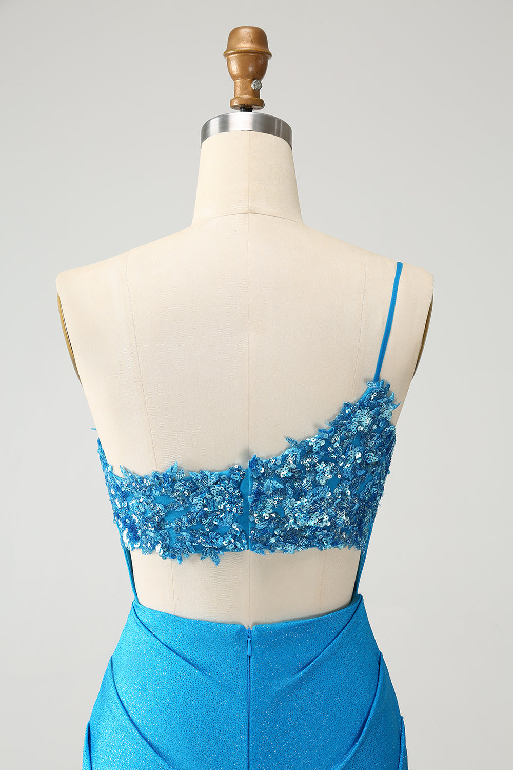 Luolandi Sparkly Blue Bodycon One Shoulder Pleated Short Homecoming Dress with Sequins Sexy