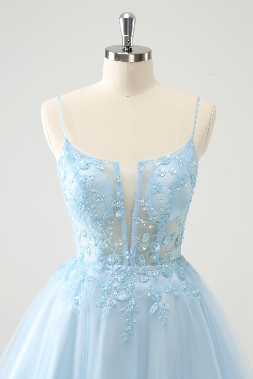 Luolandi Cute Sparkly Blue A Line Sequins Corset Short Homecoming Dress with Lace Up Back Beautiful