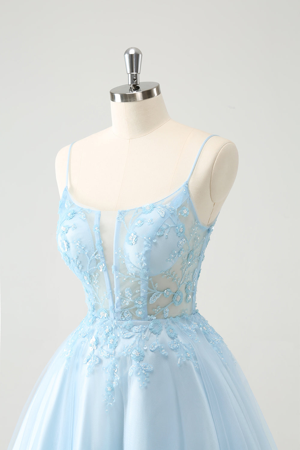 Luolandi Cute Sparkly Blue A Line Sequins Corset Short Homecoming Dress with Lace Up Back Beautiful