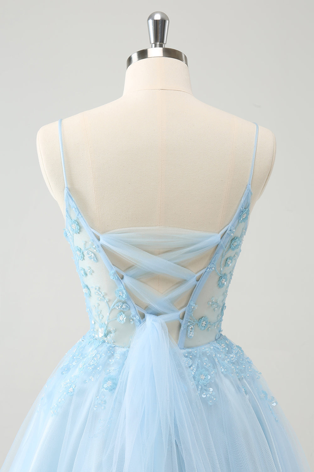 Luolandi Cute Sparkly Blue A Line Sequins Corset Short Homecoming Dress with Lace Up Back Beautiful
