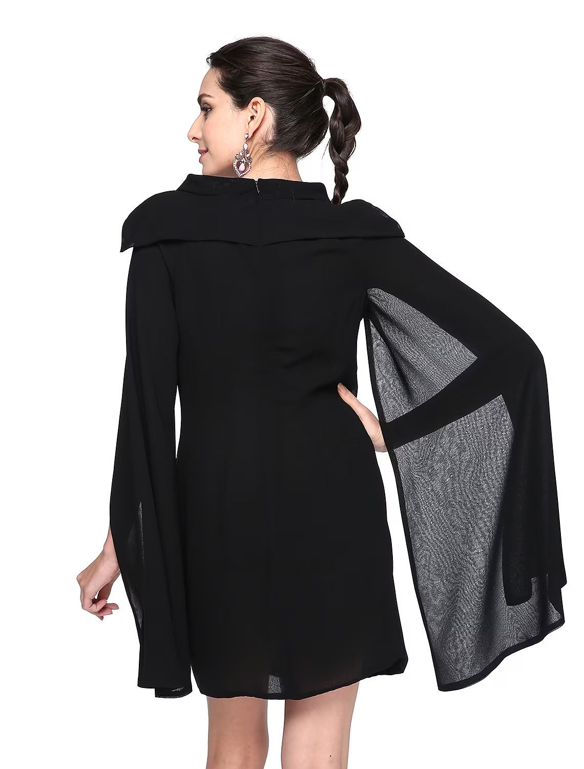 Luolandi A-Line Little Black Dress Dress Holiday Short / Mini Sleeveless Jewel Neck Chiffon