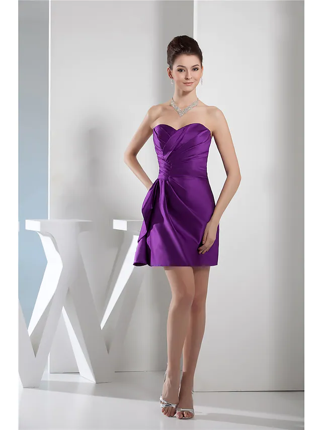 Luolandi Minimalist Elegant Homecoming Cocktail Party Dress Sweetheart Neckline Sleeveless Short Mini Satin with Sleek