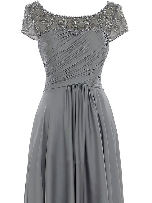 Luolandi Mother of the Bride Dress Elegant Jewel Neck Floor Length Chiffon Sleeveless