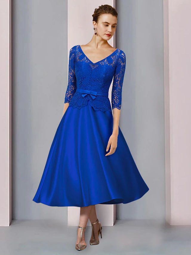 Luolandi Sheath / Column Mother of the Bride Dress Wedding Guest Elegant Sparkle & Shine V Neck Asymmetrical Chiffon Sequined Long Sleeve with Pleats