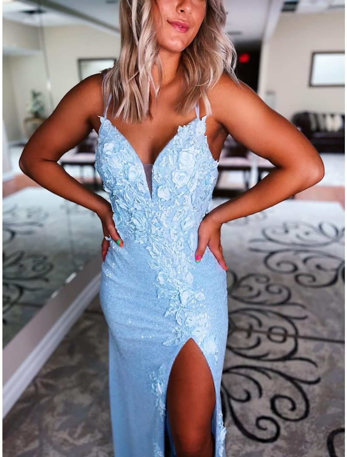 Luolandi Mermaid / Trumpet Prom Dresses Sexy Dress Formal Sweep / Brush Train Sleeveless V Neck Sequined Backless with Sequin