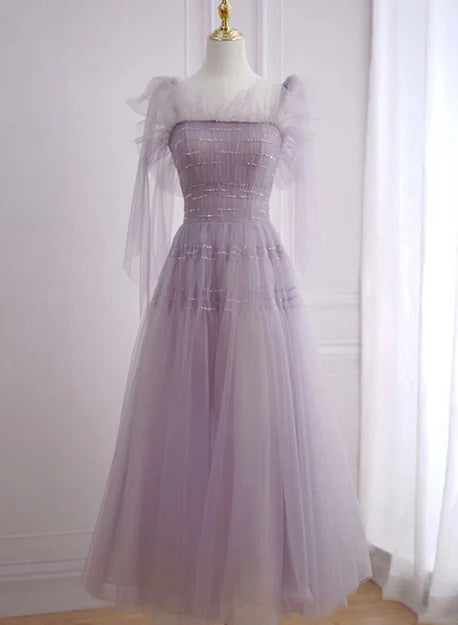 Luolandi Beautiful Light Purple Tea Length Soft Tulle Party Dress Cute Short Homecoming Dress Formal Dress Prom Dress