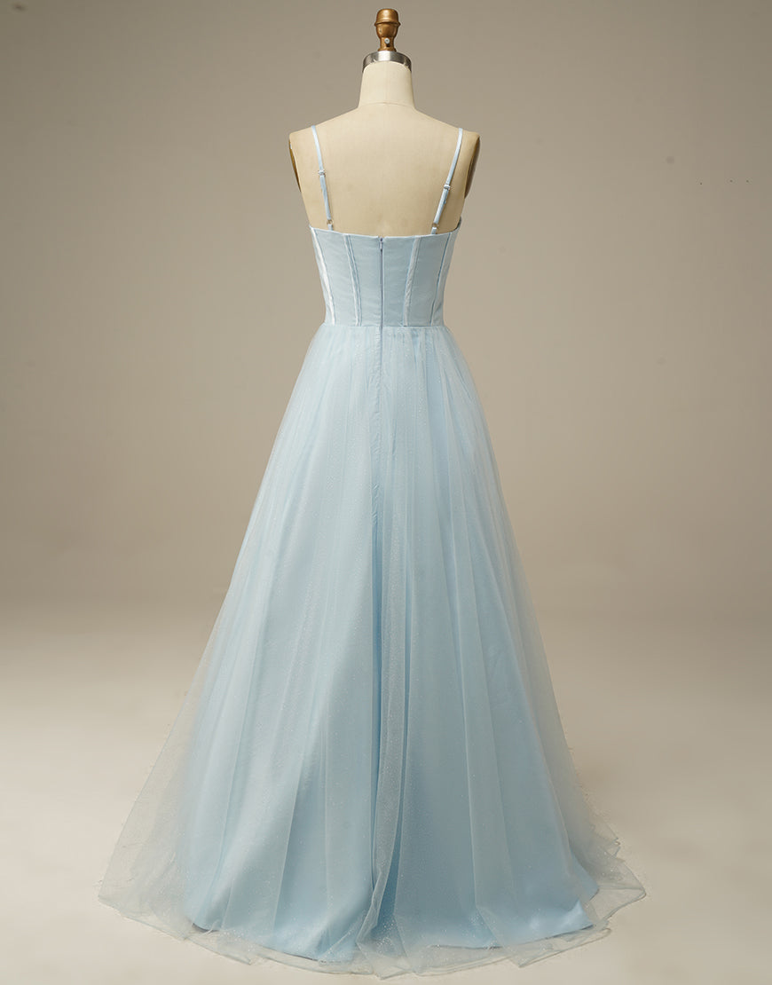 Luolandi Sweetheart Tulle Long Prom Dress Floor Length Beautiful