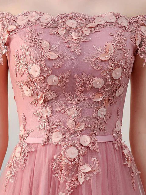 Luolandi A Line Off Shoulder Homecoming Dress Short Party Dress with Appliques Beautiful Graduation Dress