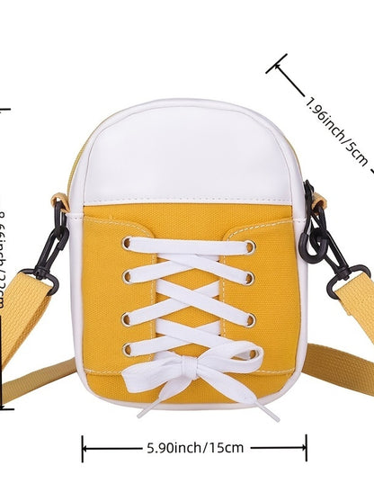 Women's Crossbody Bag Mobile Phone Bag Canvas Party Daily Adjustable Breathable Lightweight Color Block Black Yellow Red