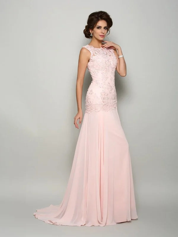 Luolandi Scoop Beading Sleeveless Chiffon Mother of the Bride Dresses Pink