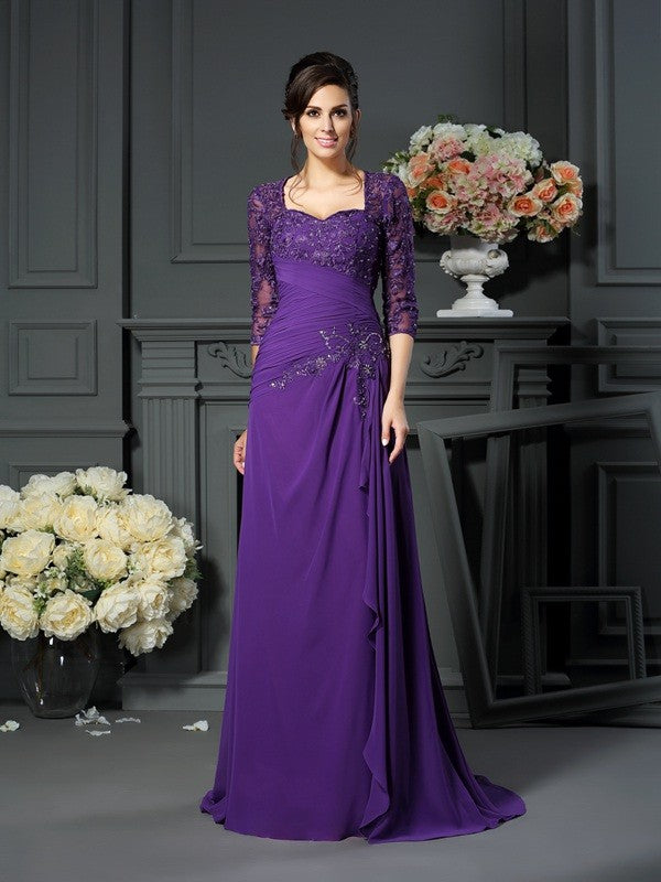 Luolandi Elegant A-Line Princess Sweetheart Applique Sleeves Chiffon Mother of the Bride Dresses