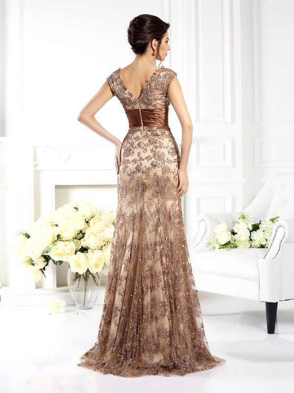 Luolandi A-Line Princess V-neck Ruffles Sleeveless Lace Mother of the Bride Dresses