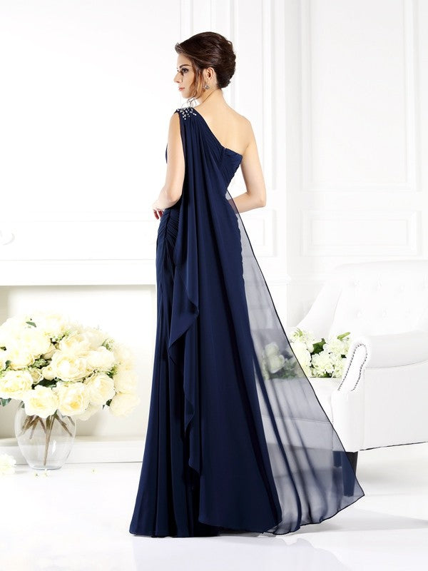 Luolandi One-Shoulder Sleeveless Long Chiffon Mother of the Bride Dresses Pure Color