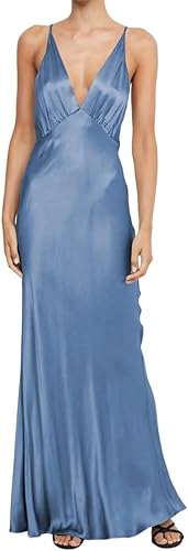 Luolandi Dress Yellow Sheath V-neck Long Prom Dress Satin Wedding Guest Dress Simple Party Dress