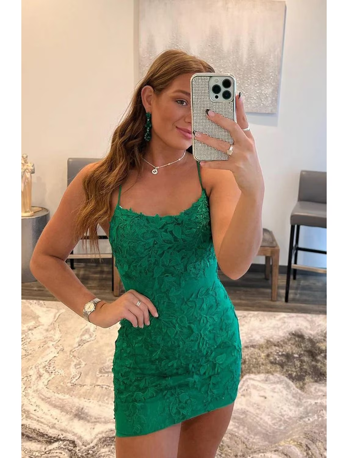 Luolandi Mermaid / Trumpet Cocktail Dresses Sexy Dress Homecoming Short / Mini Sleeveless Spaghetti Strap Tulle Backless