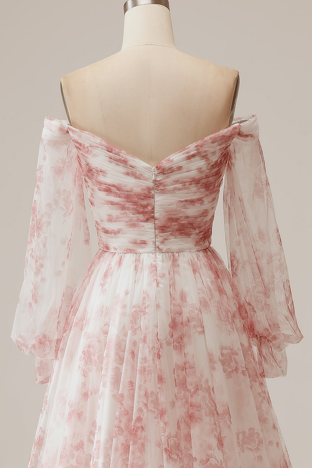 Luolandi Ivory Flower A-Line Off The Shoulder Print Wedding Dress With Slit Party Dresses