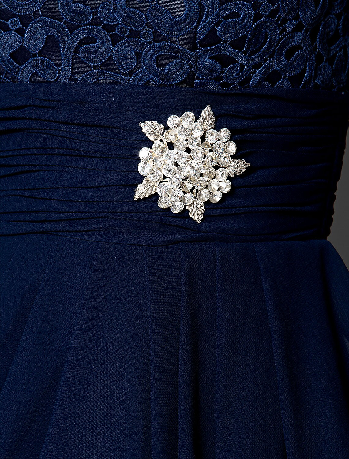 Luolandi A-Line Mother of the Bride Dress Wrap Included V Neck Knee Length Chiffon Lace Bodice Sleeveless with Lace Ruched Crystal