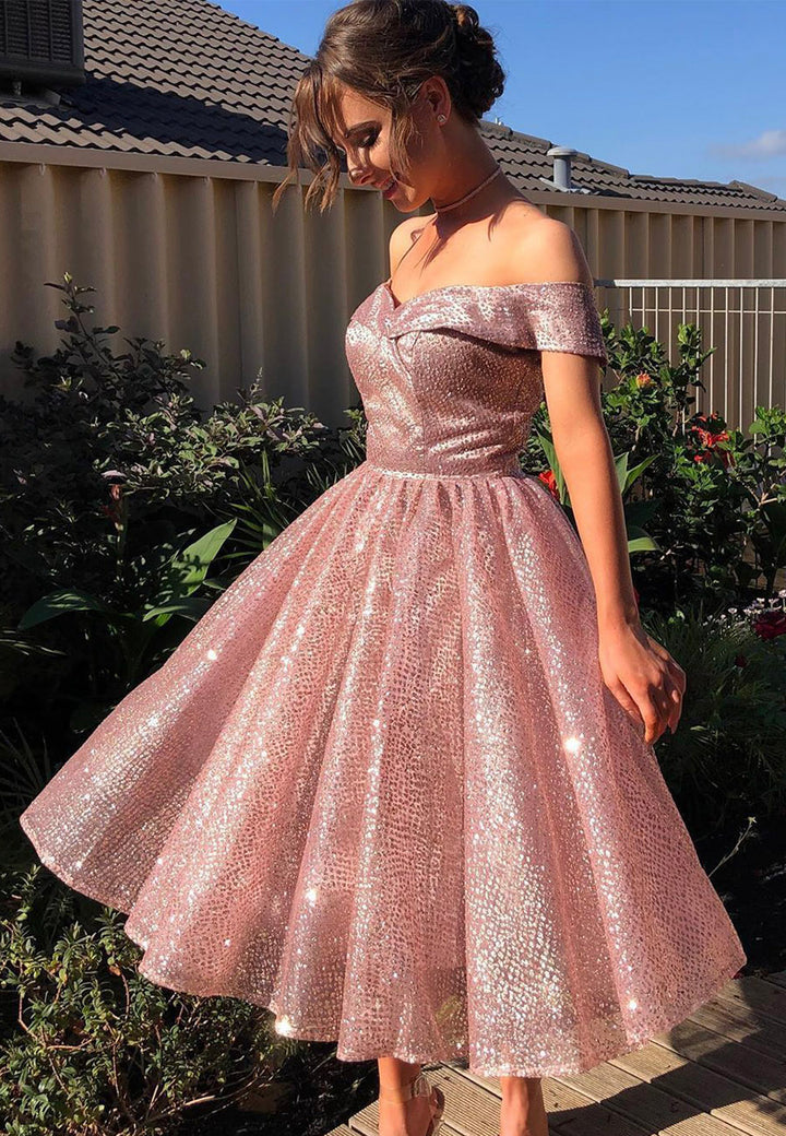 Luolandi Pink Sequins Short Prom Dresses A-Line Party Dresses Sparkly Homecoming Dresses