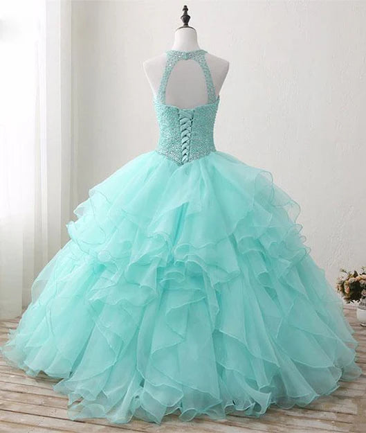 Luolandi Organza and Beaded Long Sweet 16 Dress Handmade Formal Dress Prom Dress