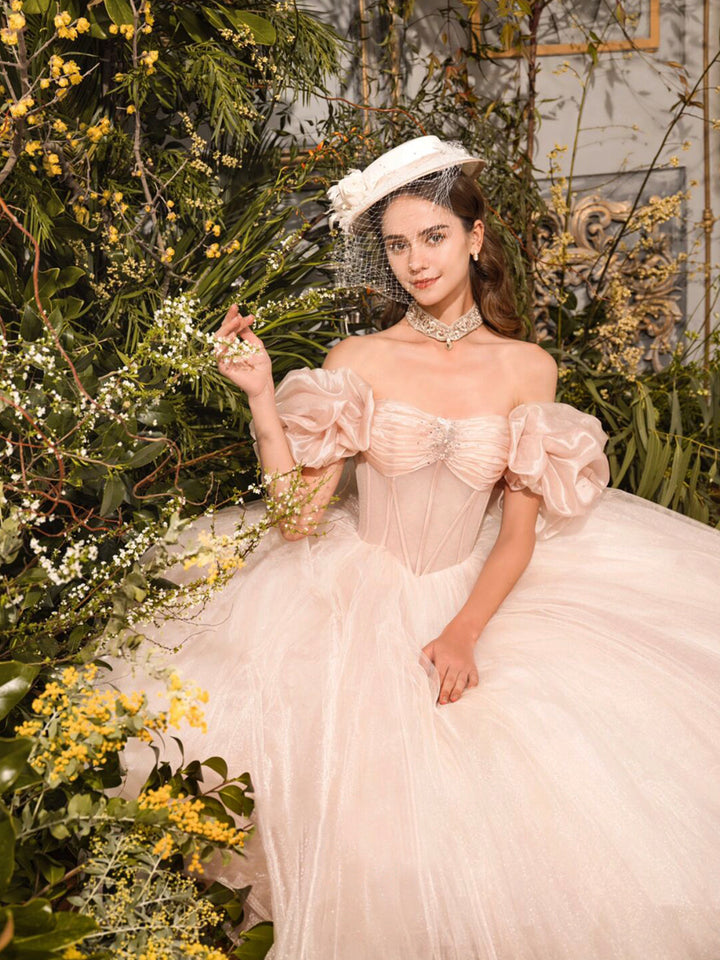 Luolandi Beautiful A-Line Tulle Off Shoulder Long Party Dress Sweet 16 Formal Dress Prom Dresses