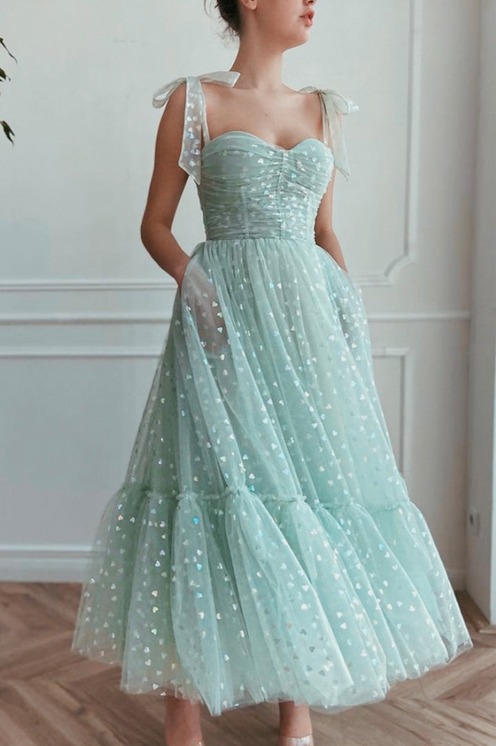 Luolandi Green Tulle Prom Dress A-Line Party Dress Sweetheart Homecoming Dresses