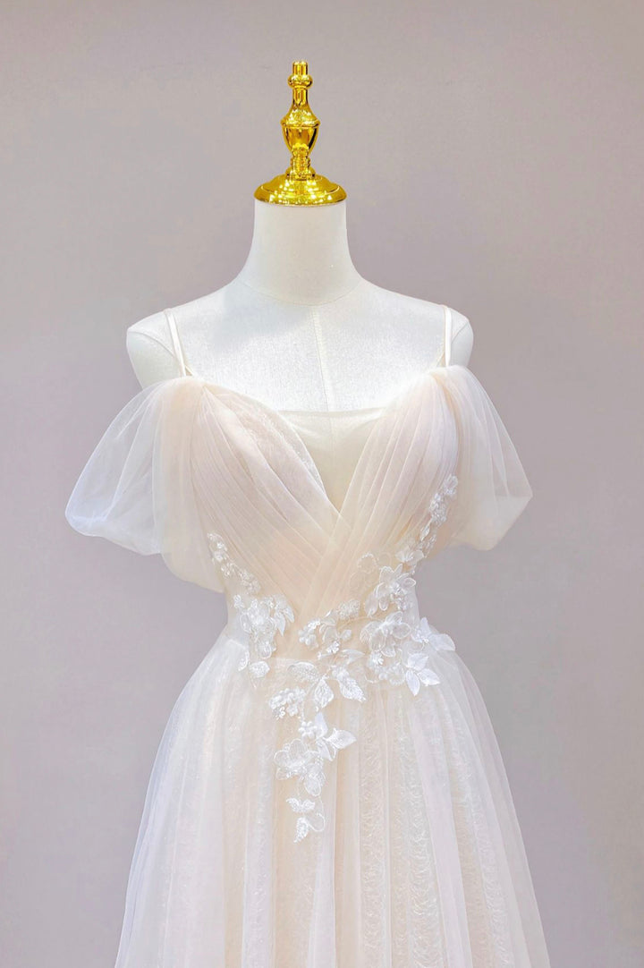 Luolandi Elegant A Line Tulle Long Prom Dress Lovely Formal Dress Beautiful Evening Dress