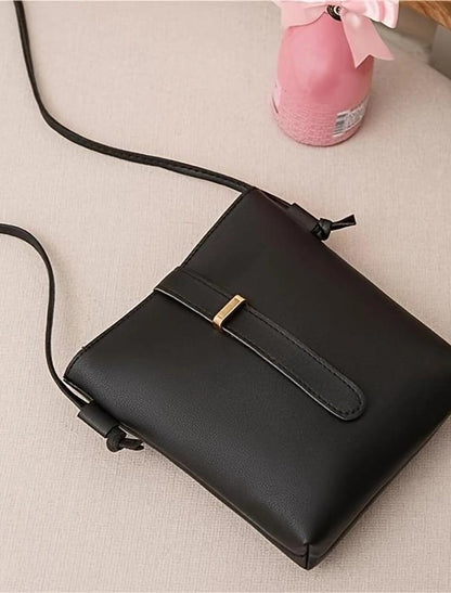 Women's Crossbody Bag Shoulder Bag Mobile Phone Bag PU Leather Office Daily Large Capacity Lightweight Durable Solid Color Black Yellow Pink