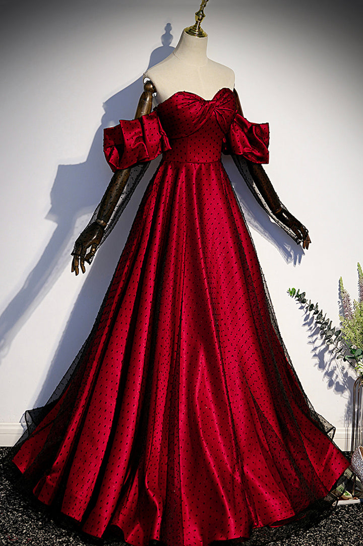 Luolandi Elegant Satin Tulle Long Prom Dress A-Line Sweetheart Neck Evening Dress Sexy Party Wear