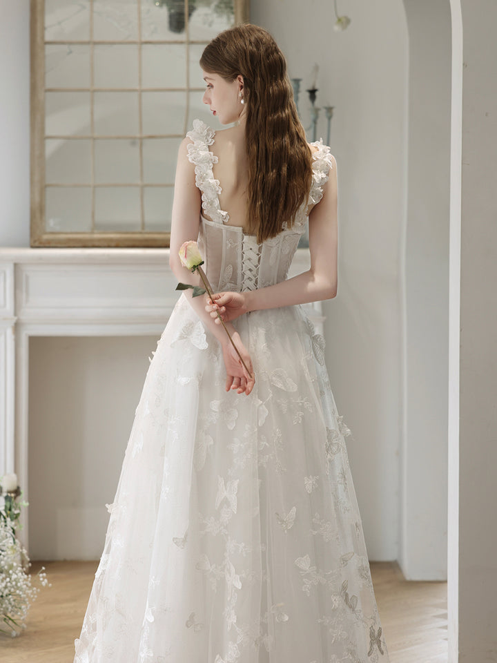 Luolandi Tulle Lace Long Formal Dresses Off Shoulder Evening Dresses Party Dresses