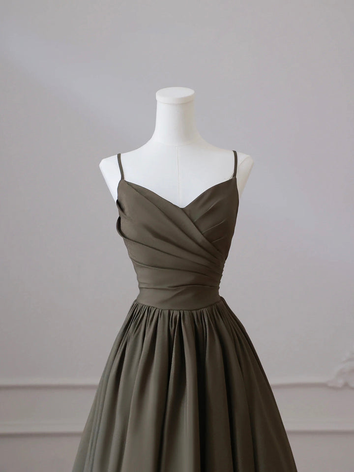 Luolandi V-neck Spaghetti Strap Floor Length Prom Dress A-Line Backless Evening Party Dress