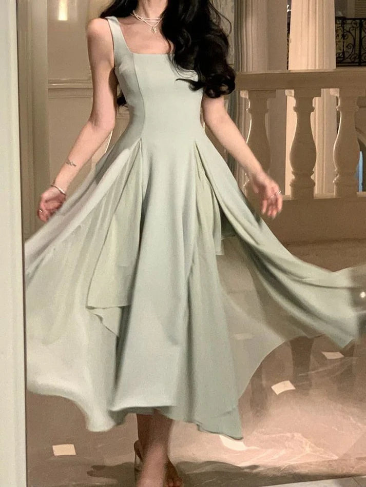 Luolandi Elegant Sleeveless Female A-line Dress Summer Ladies Evening Party Dress Formal Dress