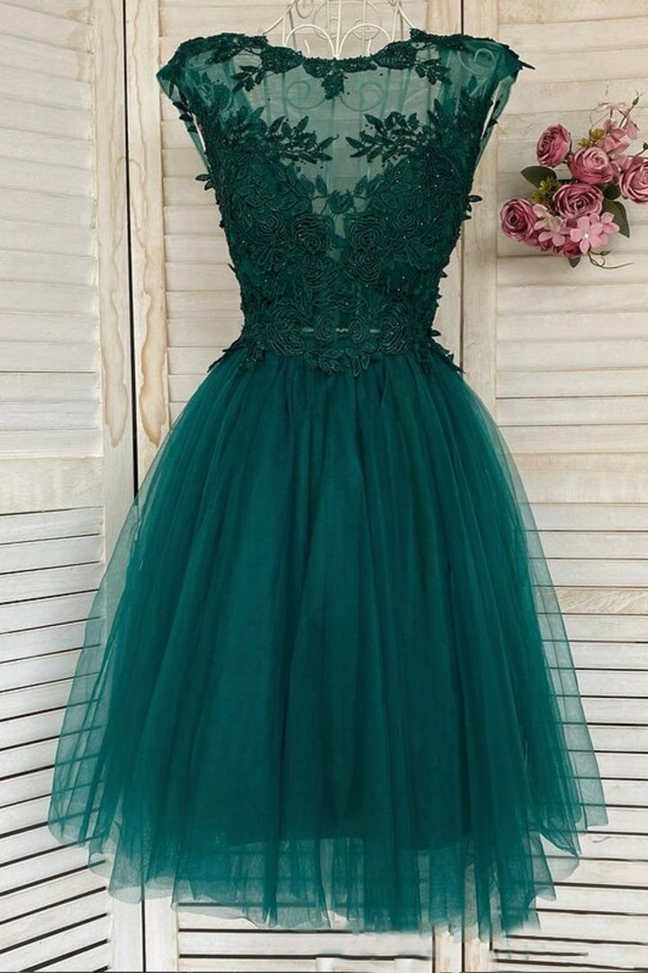 Luolandi Green Lace Short Prom Dress A-Line Homecoming Dress Sexy
